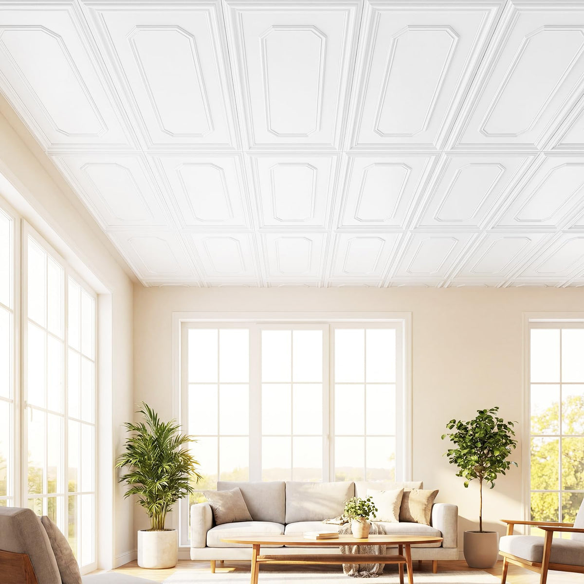 Ceiling Tiles Decorative PVC 3D Wall Panels Waterproof and Paintable