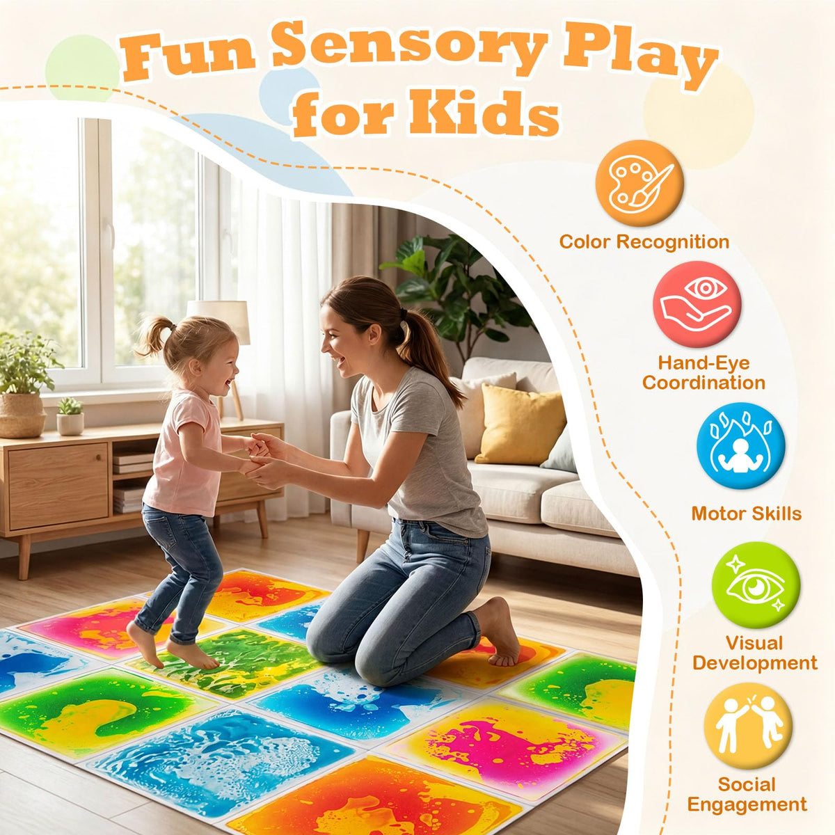 4/9-Pack 30 x 30 CM Square Liquid Puzzle Pads for Kids
