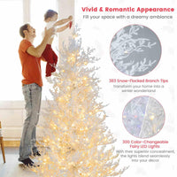185CM Pre-Lit Artificial Christmas Tree with 11 Lighting Modes