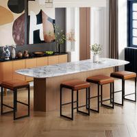 26 Inch Bar Stools Set of 2 with Faux Leather Upholstered Seat for Dining Room