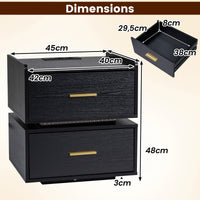 Nightstand with Charging Station, LED Bedside Table with 2 Storage Drawers