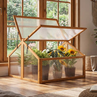 Wood Cold Frame Greenhouse, Portable Raised Flower Planter Protection