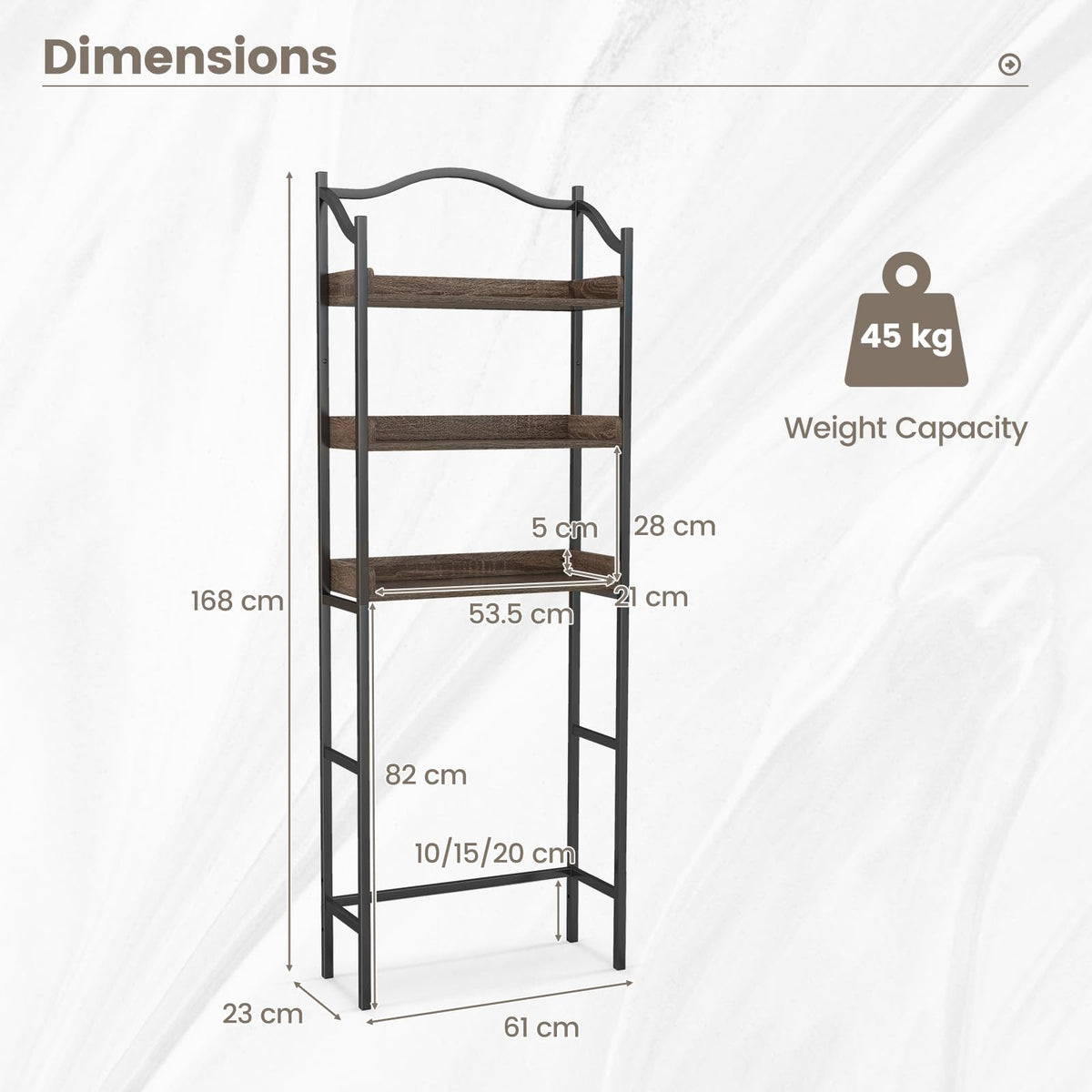 Over The Toilet Storage Rack, 3-Tier Bathroom Shelf Organizer