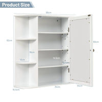 Giantex Wall Bathroom Cabinet, Wall Mounted Kitchen Medicine Storage Cabinet w/Mirror, Single Door & Adjustable Shelves, White