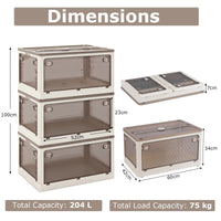 3-Pack Stackable Storage Bins with Lids 204 L Collapsible Plastic Container Box