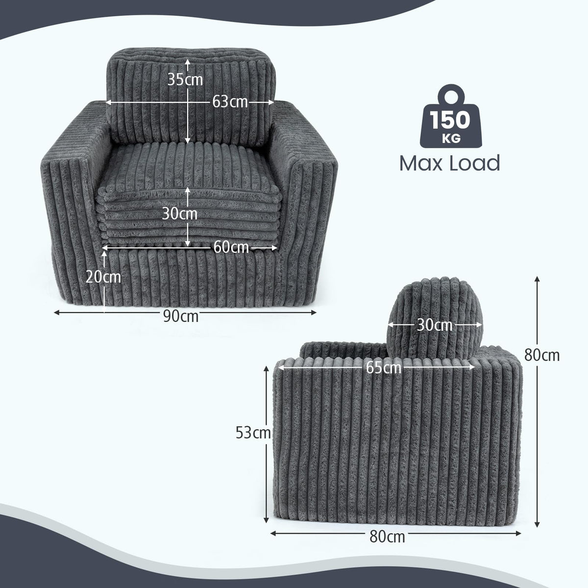 Furry Boneless Couch with Removable Cover and Pillow
