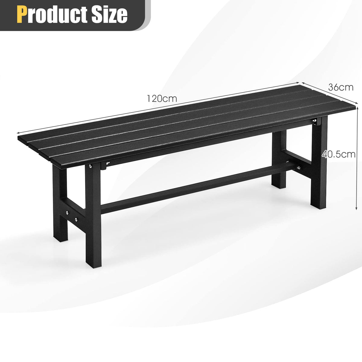 2-Person HDPE Outdoor Bench Garden Seating Iron Frame Dining Chair