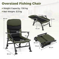 Oversized Foldable Fishing Chair for Adults with Padded High-Back and Armrest