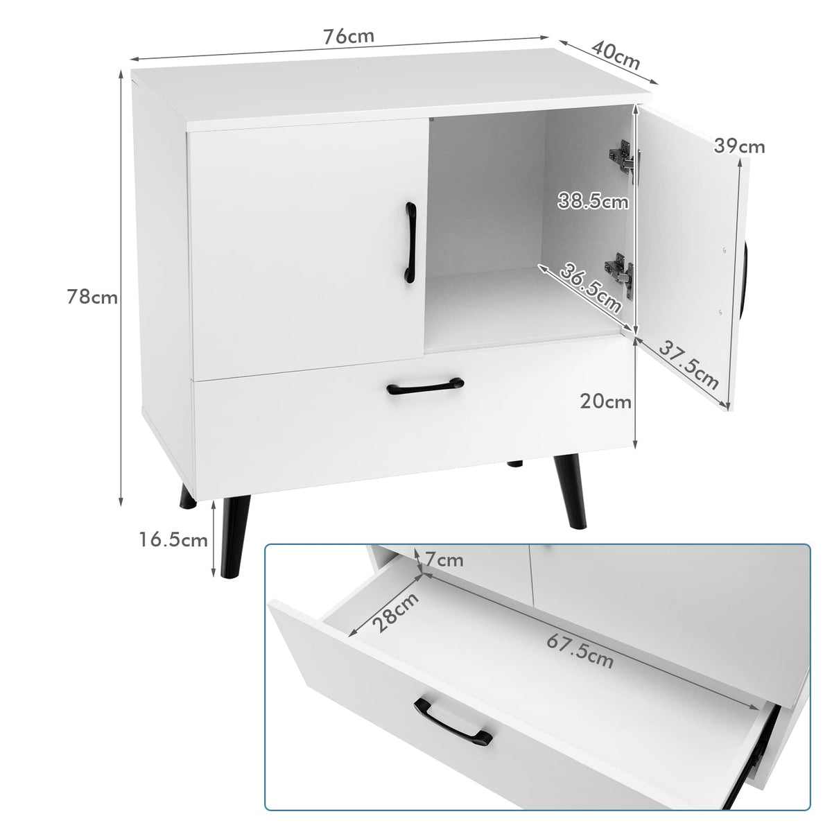 Giantex Modern Storage Cabinet Buffet Sideboard, Accent Cabinet w/Doors