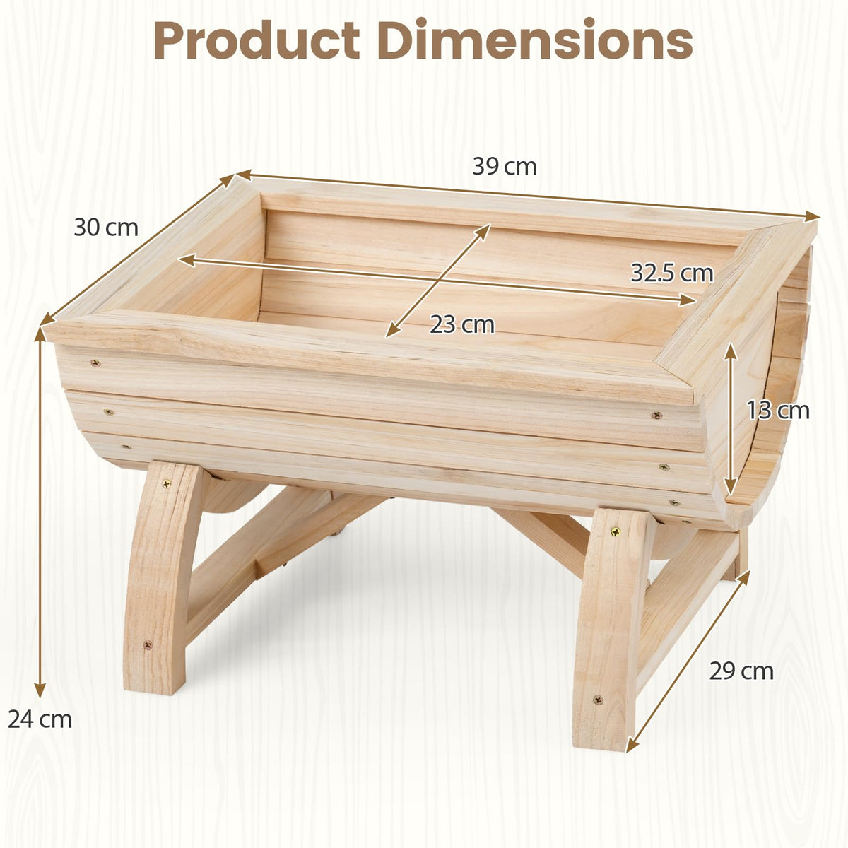 Set of 2 Wood Raised Garden Beds, Half-Barrel Planter Boxes