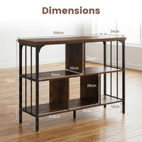 3-Tier Bookshelf with Anti Tipping Kits and Metal Frame for Home Office