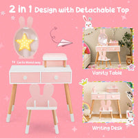 Kids Vanity Table and Chair Set with Removable Mirror and 2 Large Drawers for Toddlers