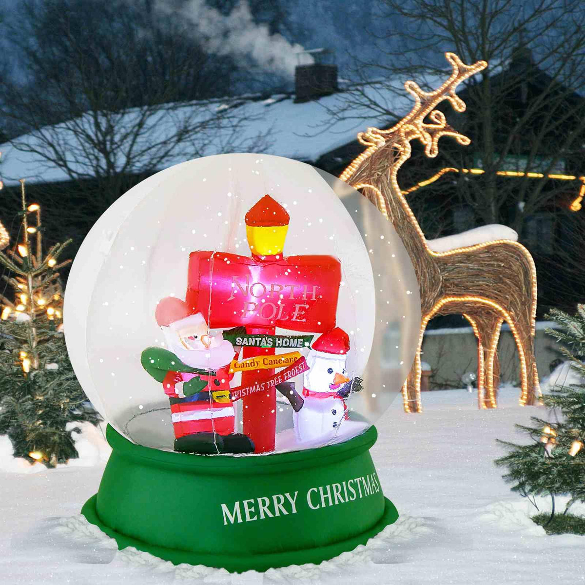 126CM Christmas Inflatable Snow Globe with LEDs & Air Blower