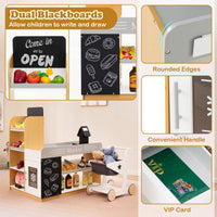 Pretend Play Grocery Store Set with Shopping Cart and 2 Chalkboards