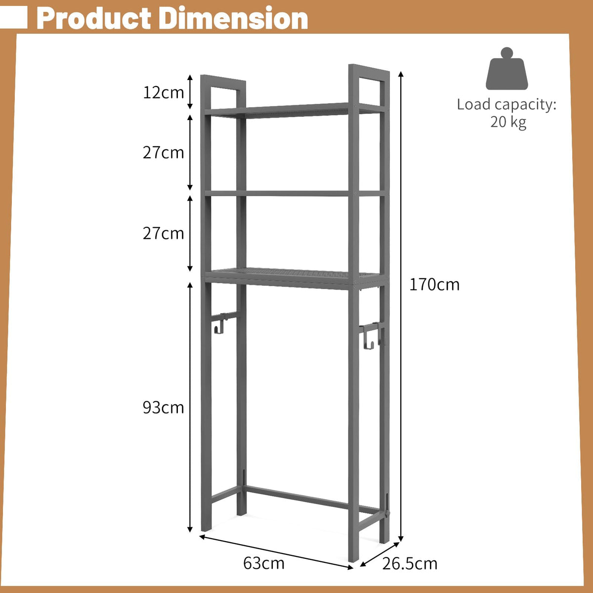 Giantex Over The Toilet Storage Shelf, Space Saving Metal Bathroom Organizer