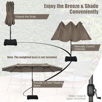 4.7 M Double-Sided Patio Umbrella, Outdoor Extra Large Umbrella W/Hand-Crank System & Air Vents