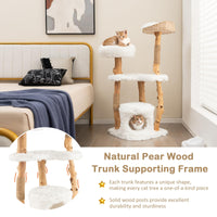 124 CM Tall Wooden Cat Tree, Solid Wood Cat Tower
