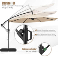 3M Offset Hanging Umbrella with Base Patio Cantilever Umbrella