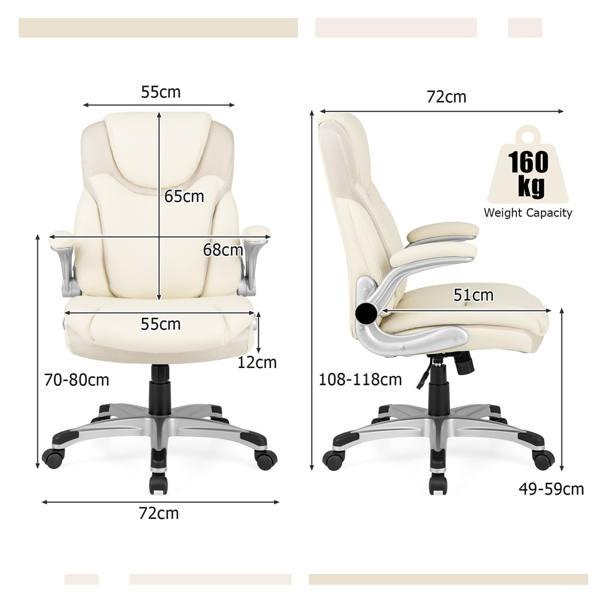 Giantex Executive Ergonomic 360° Swivel Office Chair, PU Leather Computer Desk Chair