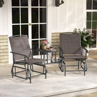 2-Seater Outdoor Glider Bench with 2-Tier Center Table