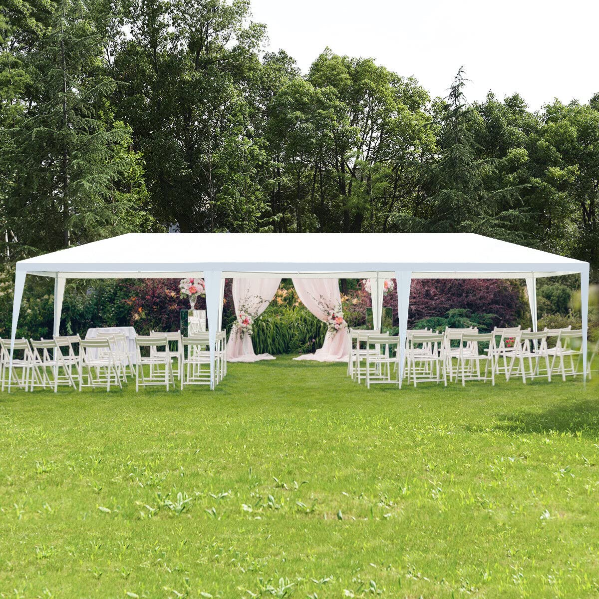 3m x 9m Outdoor Waterproof Gazebo Canopy Pavilion Heavy Duty Large Tent W/Strong Connection Stakes Ropes for Party Wedding Events Beach BBQ Easy Assemble