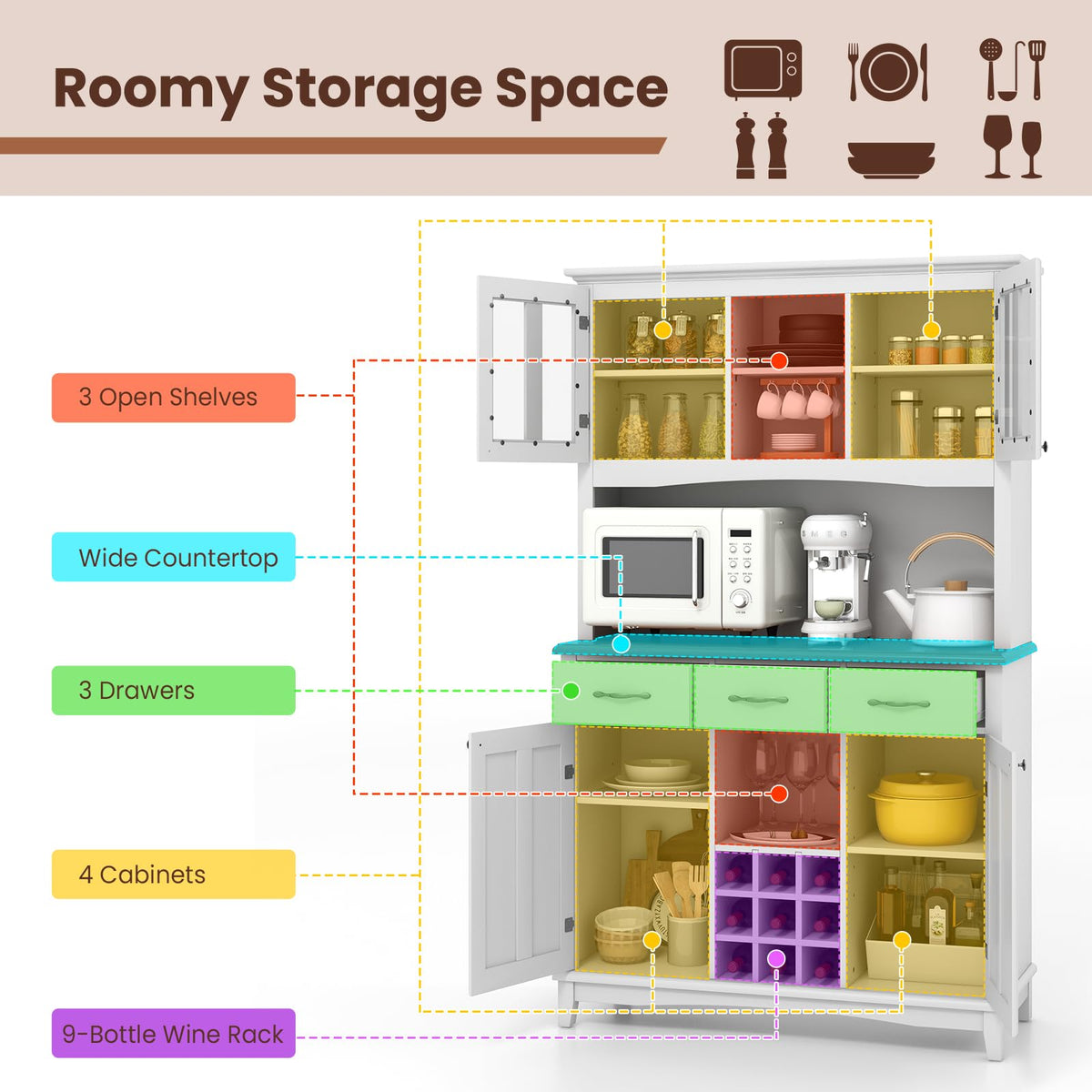Kitchen Buffet with Hutch Tall Kitchen Pantry Cabinet