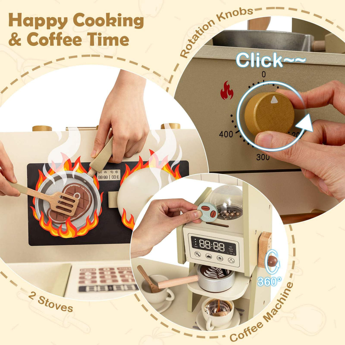 Kids Corner Pretend Kitchen Playset with Faucet Dishwasher Stoves