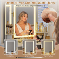 Makeup Vanity Desk with Mirror and Lights Corner Dressing Table