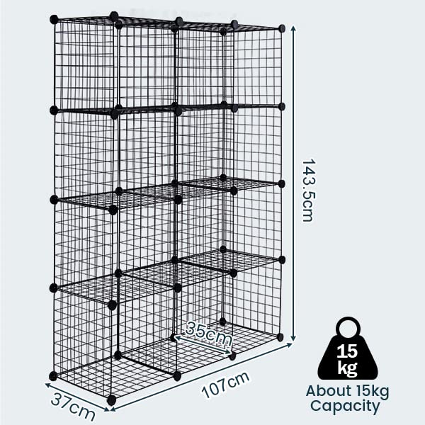 Giantex Metal Wire Cube Storage, 12-Cube Stackable Free Standing Cubby Storage Organizer Shelf