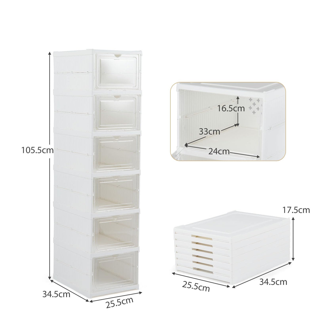 GIANTEX 6-Tier Folding Plastic Shoe Organizer Set of 2