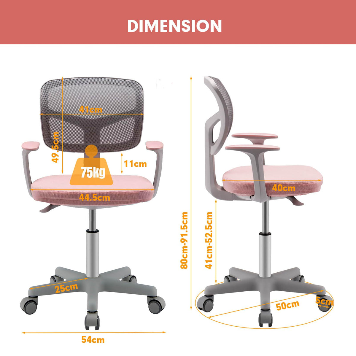 Height Adjustable Children Study Chair for Boys Girls Age 3-10