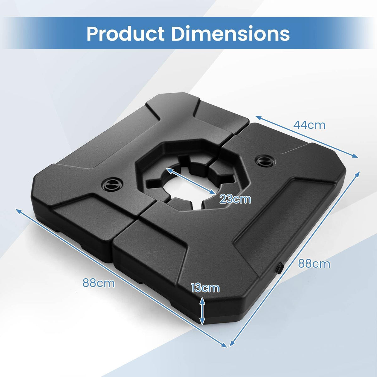 124kgCantilever Patio Umbrella Base,Heavy-Duty 2-Piece Square Plates