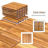 27 Pieces Acacia Wood Interlocking Patio Deck Tile Indoor Outdoor