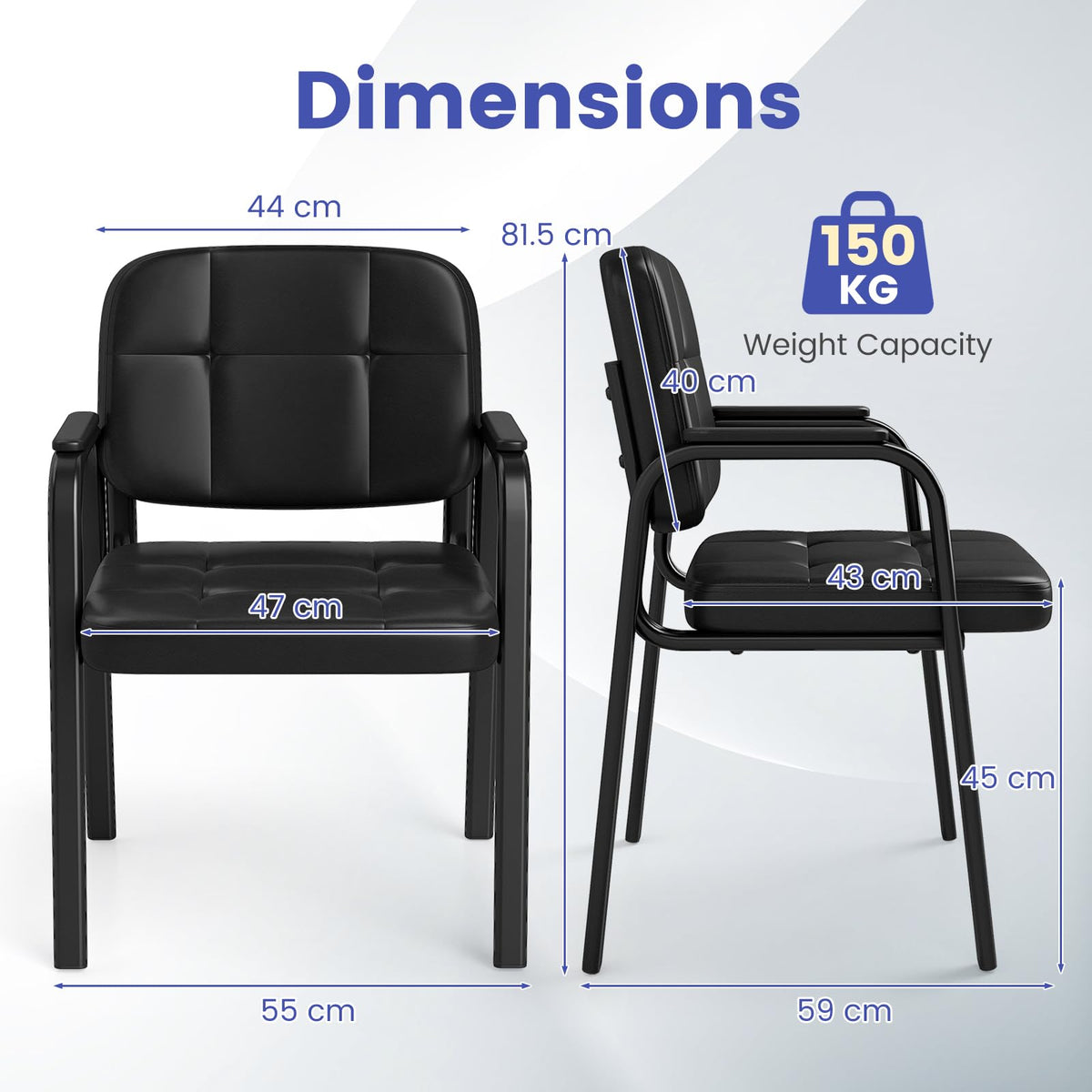 Waiting Room Guest Chairs with Padded Armrests Set of 2/4