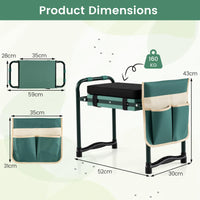 Foldable Garden Kneeler with Wide EVA Padding & Tool Pouch for Gardening