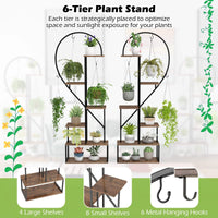 6-Tier Metal Plant Stand, Heart-Shape Ladder Plant Shelves, 2 Pack