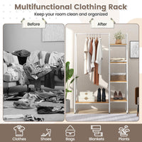 Giantex Clothes Rack, Free-Standing Garment Clothing Rack with 5-Tier Wood Shelves