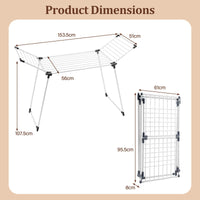 Foldable Laundry Rack with 2 Gullwings and Heavy Duty Metal Frame for Laundry Room
