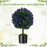 et of 2 Artificial Purple Rose Topiary Ball Trees