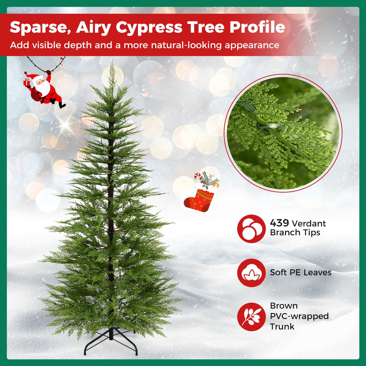 180cm Pre-Lit Artificial Christmas Tree w/ 890 Warm White Lights
