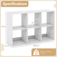 4/6-Cube Open Bookshelf Home 2-tier Large Bookcase Free-standing Storage Shelf