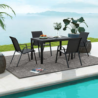 5 Piece Patio Rattan Dining Set, Outdoor Table & Chairs Set for 4