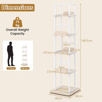 5-Tier Rotating Bookshelf Tower with 360° Spinning Design