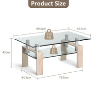 Giantex Rectangular Coffee Table, Modern Coffee Table with 2-Tier Storage Shelf