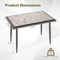 Sintered Stone Dining Table, Rectangular Kitchen Table w/Metal Frame