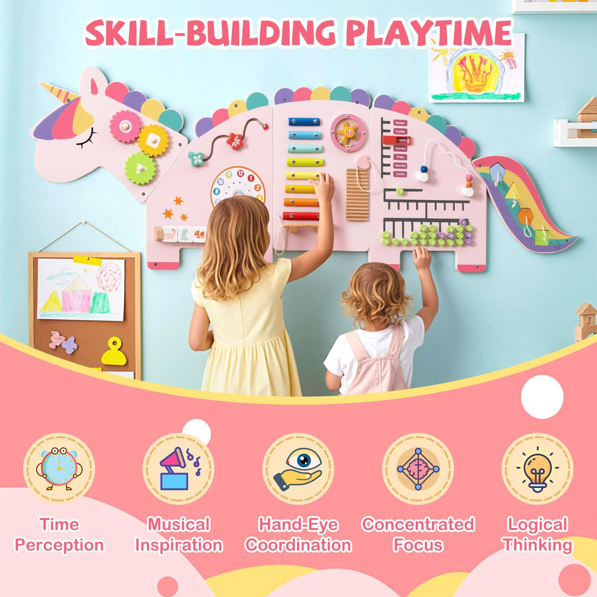 11-in-1 Activity Wall Busy Board Panels for Education and Early Development