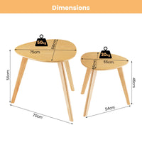 Giantex 2-Piece Nesting End Table Set, Solid Wood Coffee Table Set of 2