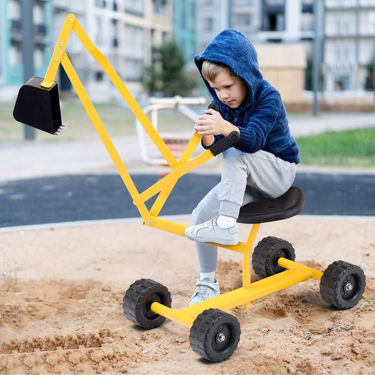 Mini Ricksaws For Kids Rideable Kids Ride-on Sand Digger with Wheels, Ride On Excavator Crane with 360 ...
