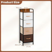 Giantex 4-Drawer Narrow Dresser with Removable Fabric Bins & Top Shelf