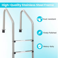 4-Step Inground Pool Ladder, Stainless Steel Swimming Pool Ladder